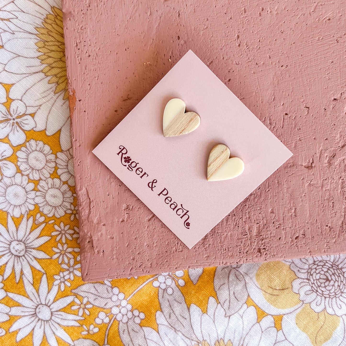 Wooden Hearts Studs